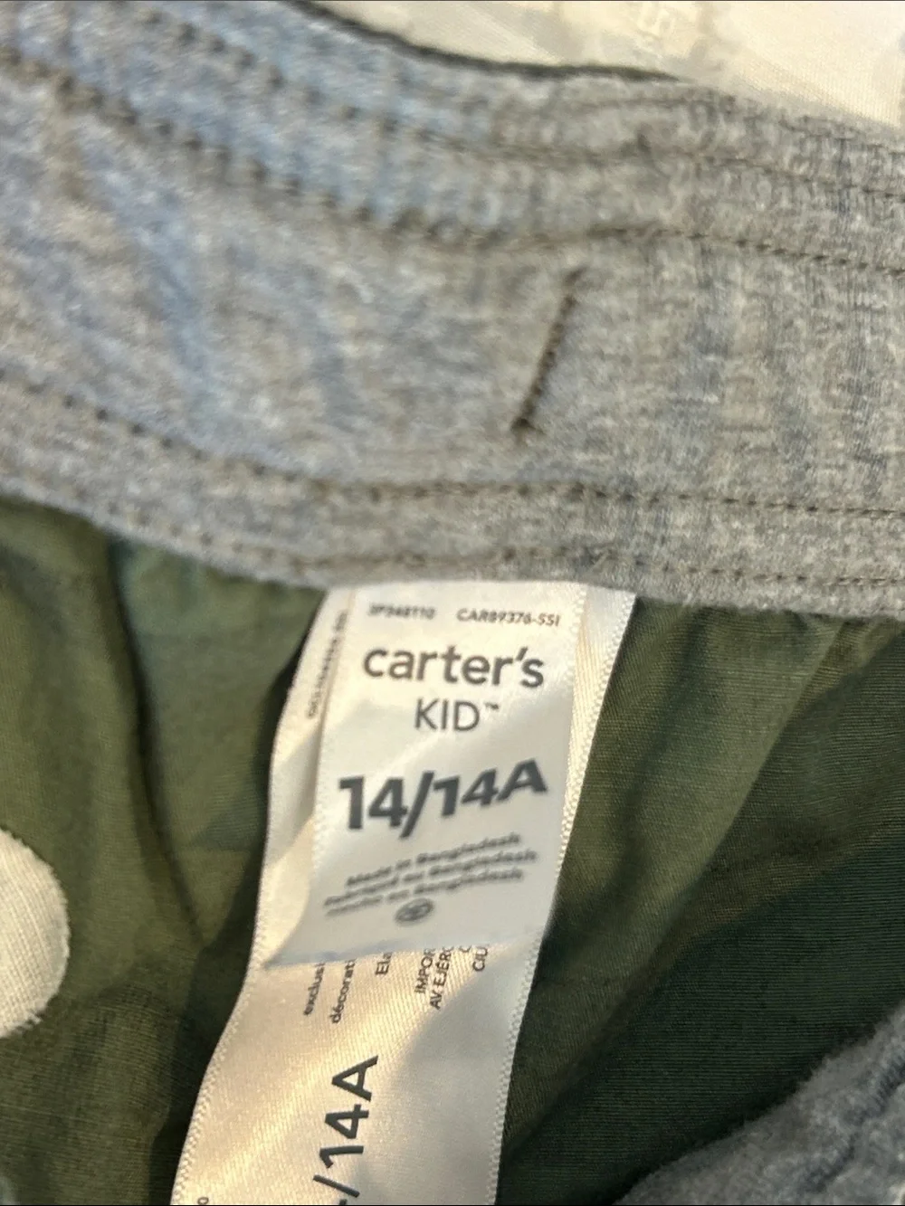 Carter's Kids Camouflage Elastic Waistband Drawstring Ankle Cuff Joggers 14/14A